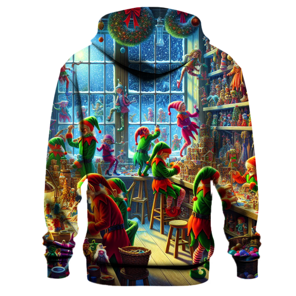 Santa's Workshop with Elves Making Toys Hoodie