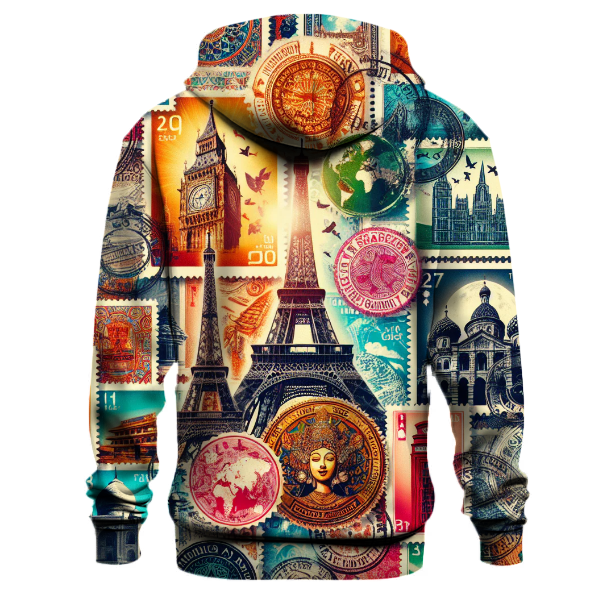 Vintage Travel Stamp Collection Hoodie