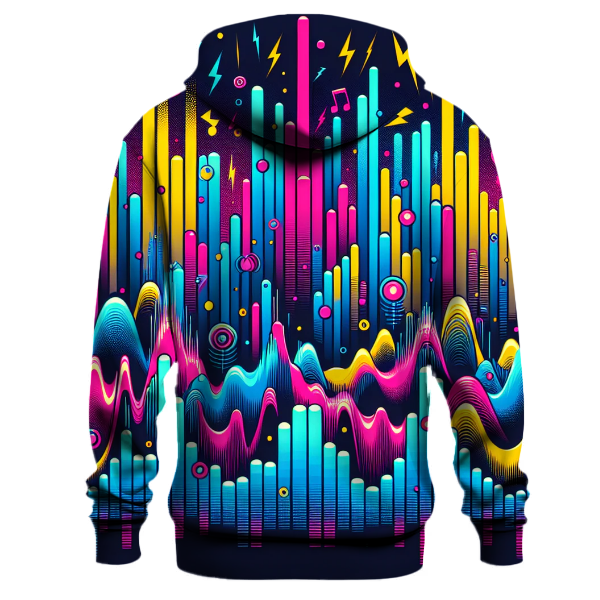 Vibrant 80s Soundwaves Hoodie