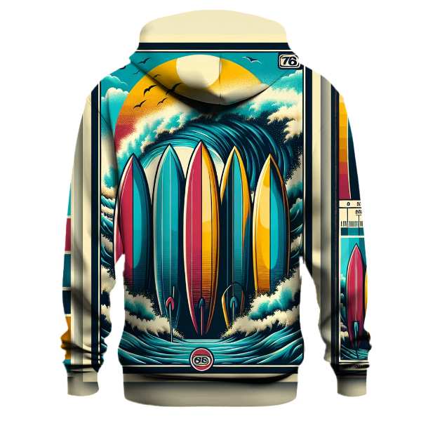 Retro Surfboards and Waves Hoodie