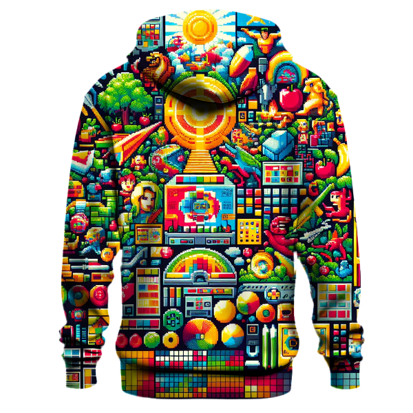 Vibrant 80s Video Game Icons Hoodie