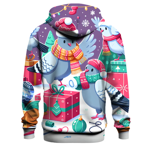 Whimsical Holiday Pigeons Hoodie