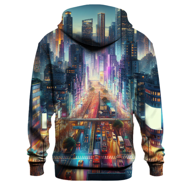 Vibrant Cityscape Lights Hoodie