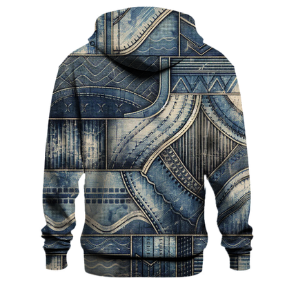 Vintage Denim Print Hoodie