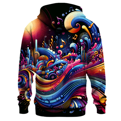 Vibrant 80s Music Wave Hoodie