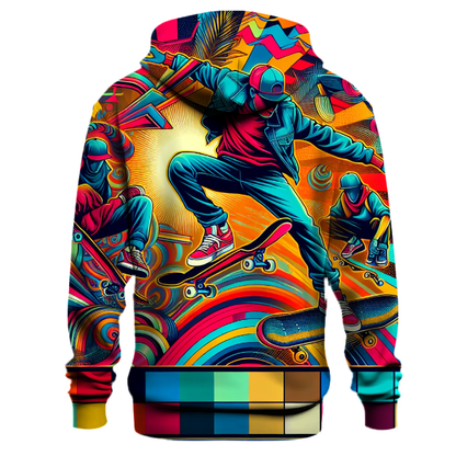 Vibrant 80s Skateboard Hoodie