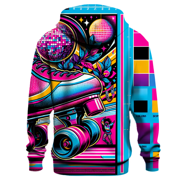 Vibrant 80s Roller Skate Culture Hoodie