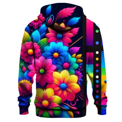 Vibrant Neon Flowers Hoodie