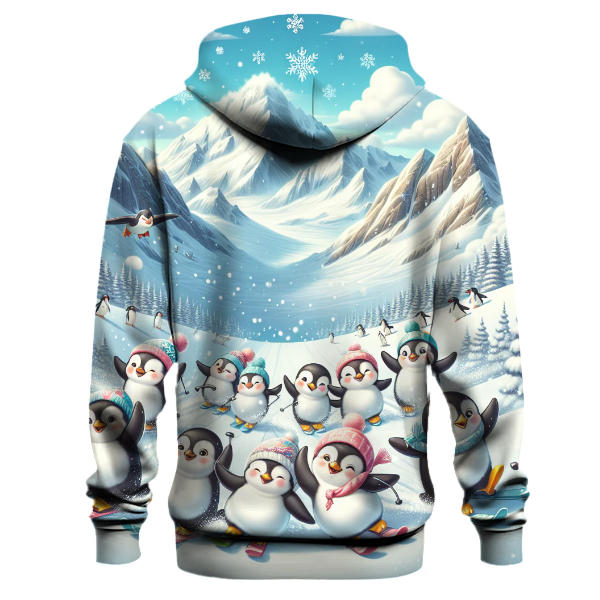 Winter Wonderland with Skiing Penguins Hoodie