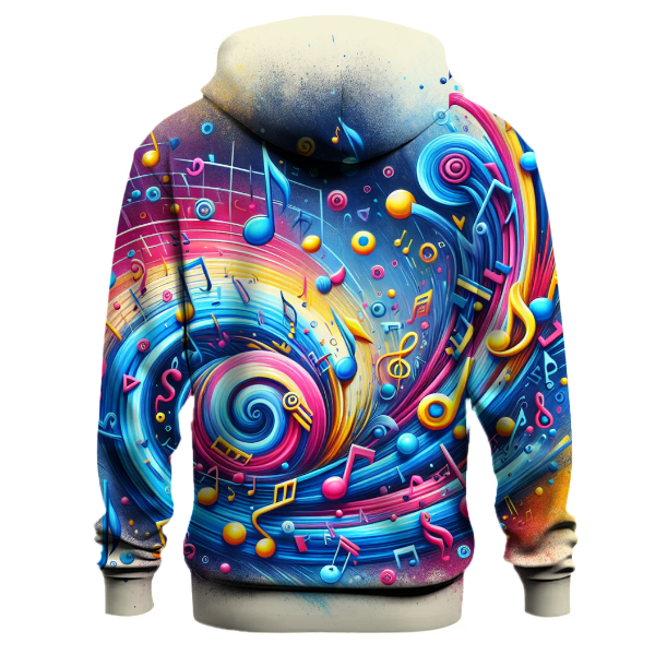 Vibrant 80s Music Notes Hoodie