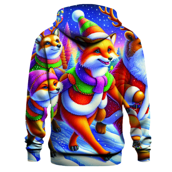 Whimsical Christmas Animals Parade Hoodie