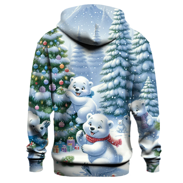 Adventurous Polar Bears in Snowy Forest Hoodie