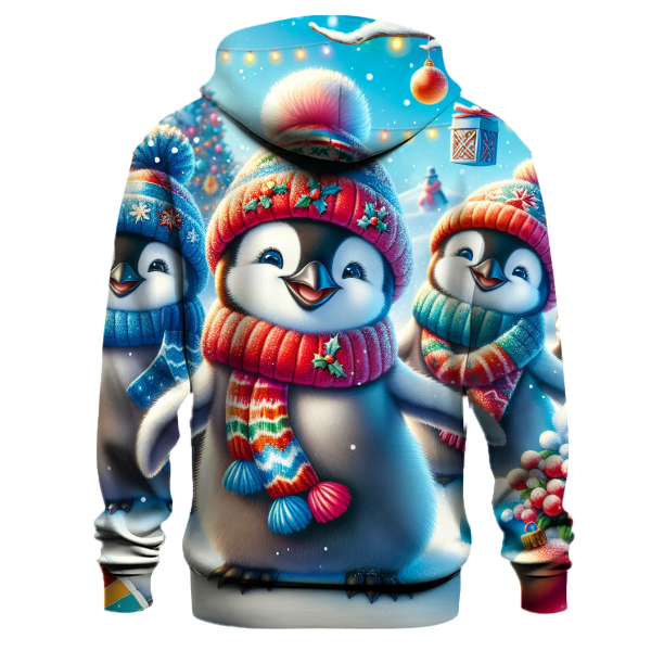 Whimsical Holiday Penguins Hoodie