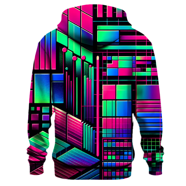 Vibrant 80s Neon Grid Hoodie