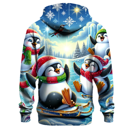 Whimsical Christmas Penguins Hoodie