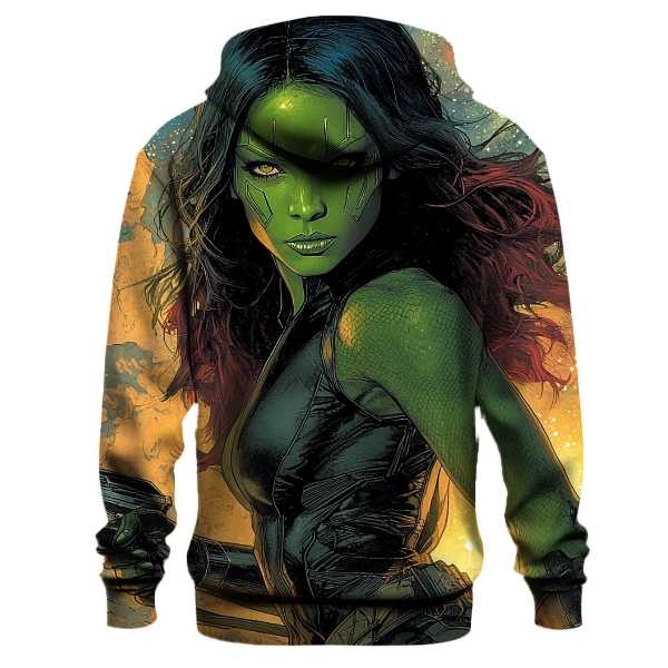 Zoe Saldana: The Unyielding Green Warrior of the Galaxy Hoodie