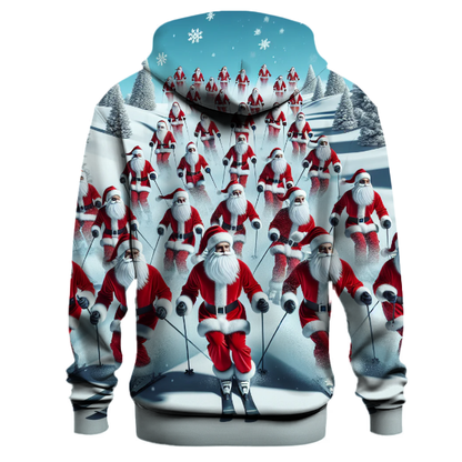 Skiing Santas on the Slopes Hoodie