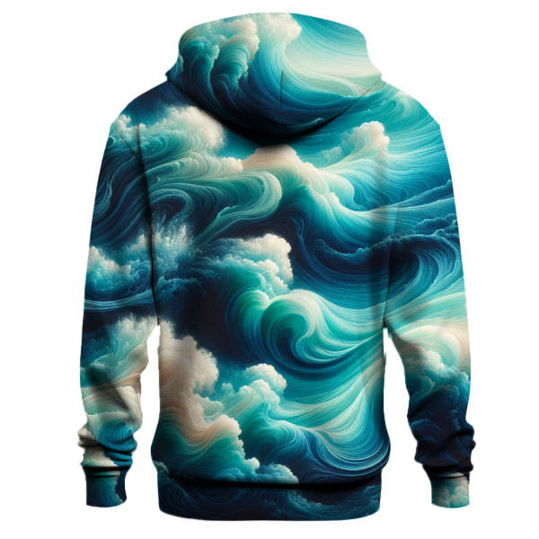 Turquoise Tidal Wave Tie-dye Design Hoodie