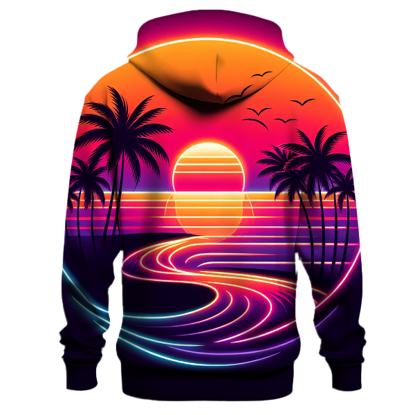 Vintage Neon Palm Paradise Hoodie