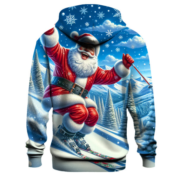 Skiing Santa in the Mountains Hoodie