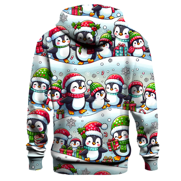 Whimsical Christmas Penguin Parade Hoodie