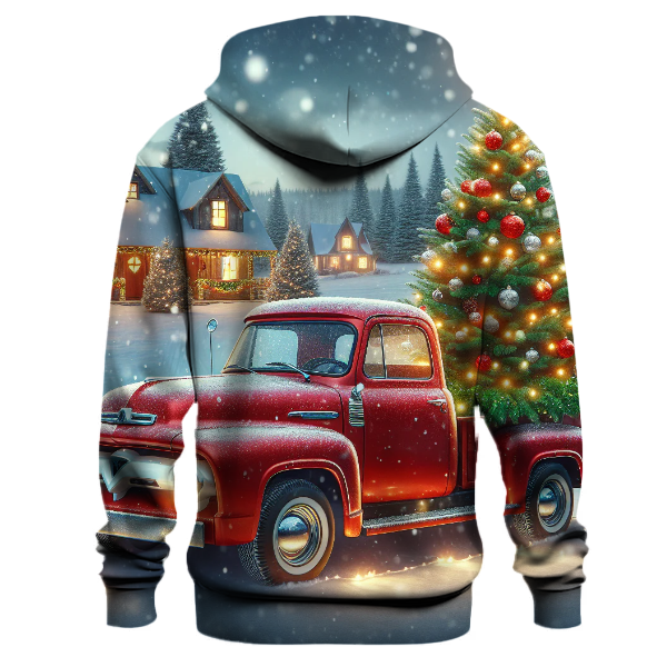 Vintage Holiday Truck with Christmas Tree Hoodie