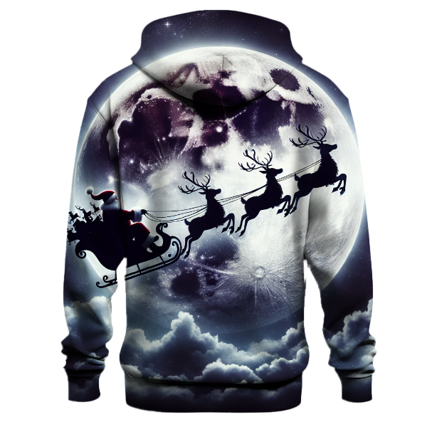 Santa's Sleigh in Moonlit Skies Hoodie