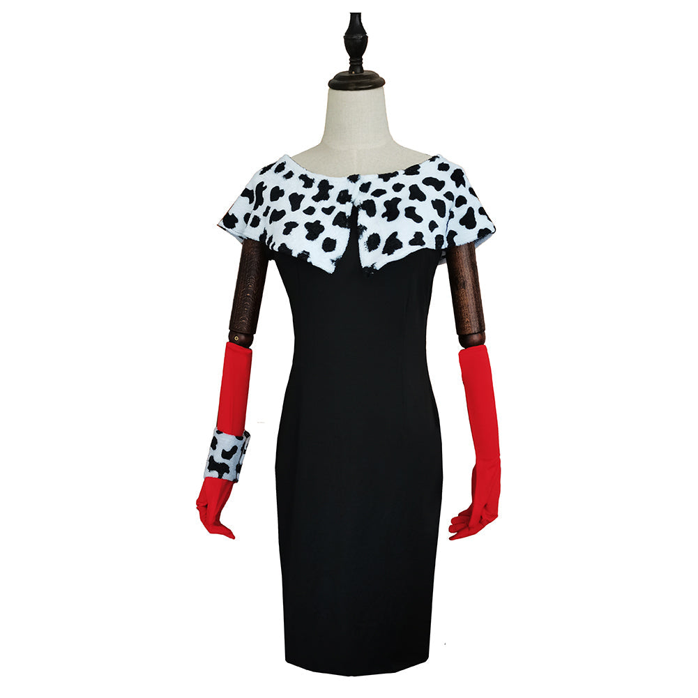 Cruella De Vil Cosplay Costume Print Dress 2XL