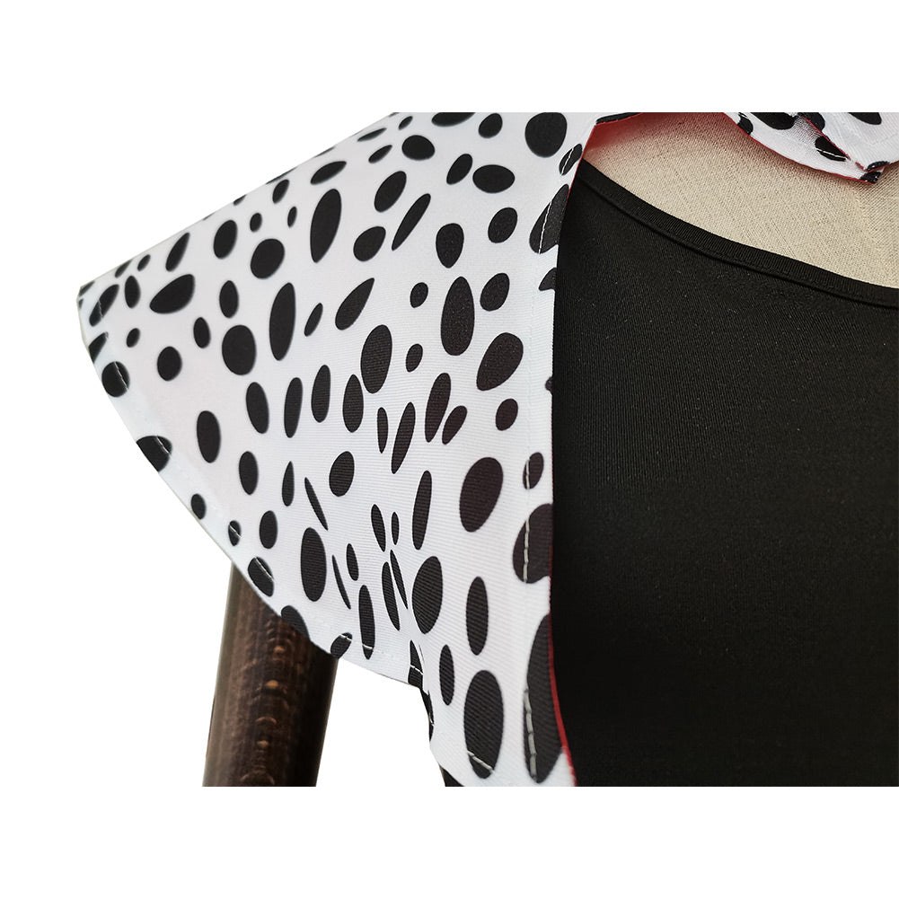 Cruella De Vil Cosplay Costume Print Dress