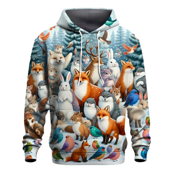 Frosty Winter Forest Friends Hoodie