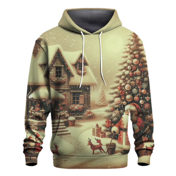 Vintage Christmas Postcard Design Hoodie