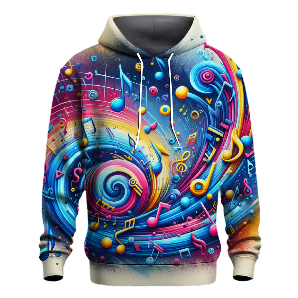 Vibrant 80s Music Notes Hoodie