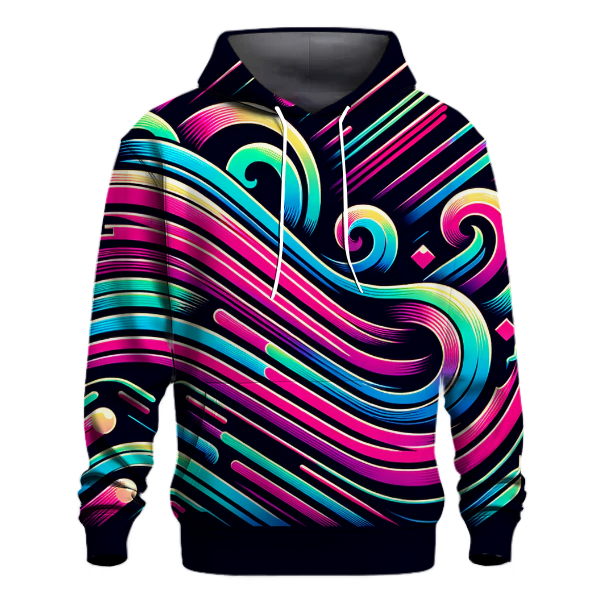 Retro 80s Neon Waves Hoodie