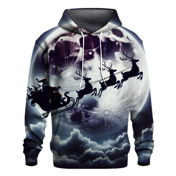 Santa's Sleigh in Moonlit Skies Hoodie