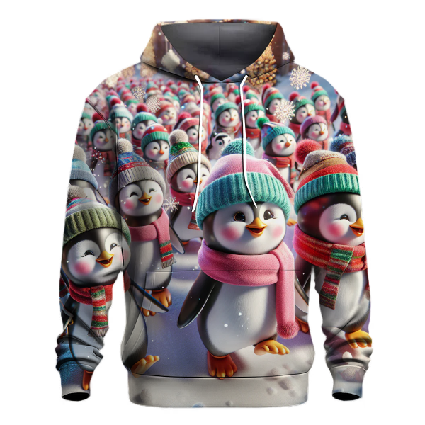 Adorable Christmas Penguin Parade Hoodie