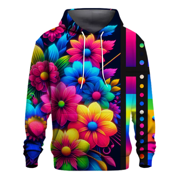 Vibrant Neon Flowers Hoodie