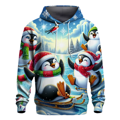 Whimsical Christmas Penguins Hoodie