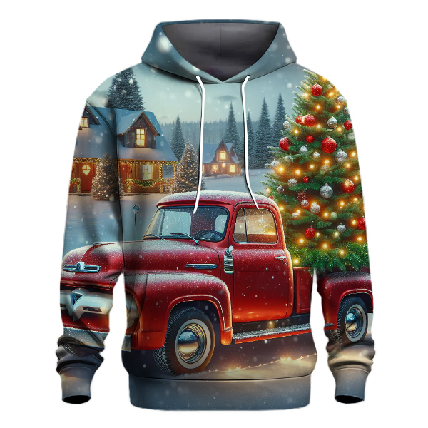 Vintage Holiday Truck with Christmas Tree Hoodie