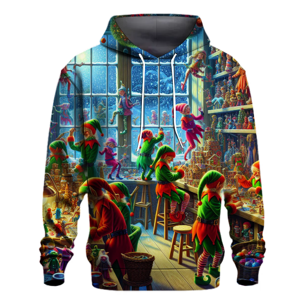 Santa's Workshop with Elves Making Toys Hoodie