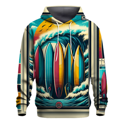 Retro Surfboards and Waves Hoodie