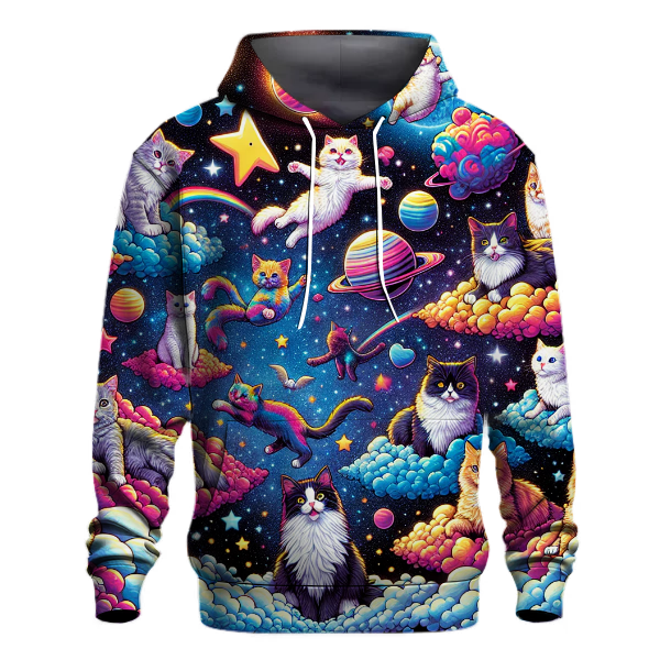 Whimsical Cosmic Cats Hoodie