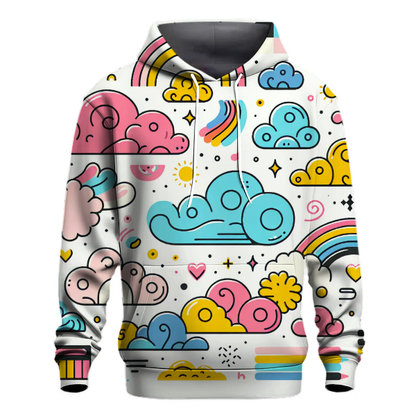 Whimsical Rainbow Clouds Hoodie