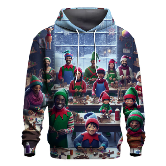 Santas Workshop with Elves and Toys Hoodie