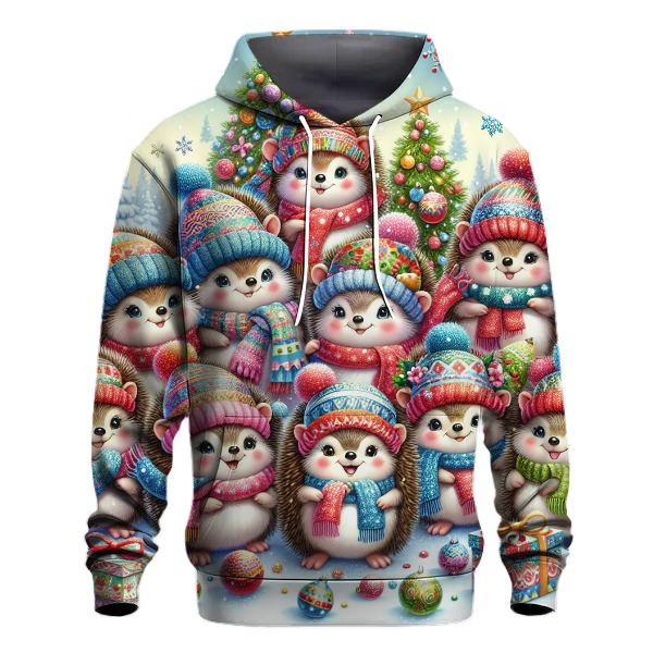 Whimsical Holiday Hedgehogs Hoodie