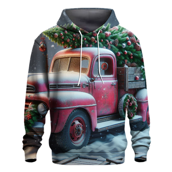 Vintage Truck Delivering Christmas Trees Hoodie