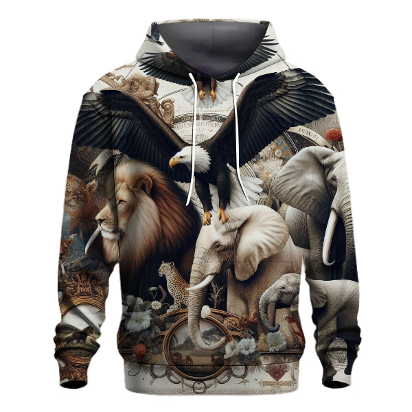 Vintage Wildlife Collage Hoodie