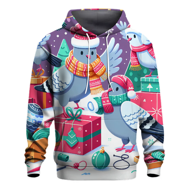 Whimsical Holiday Pigeons Hoodie