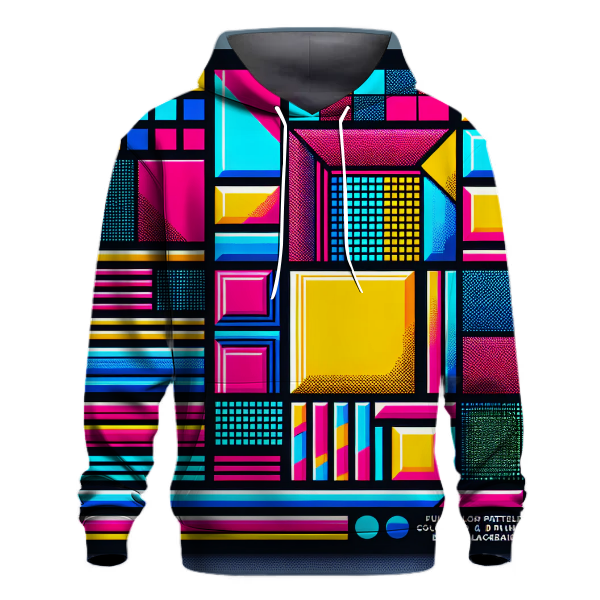 Vibrant 80s Color Block Hoodie