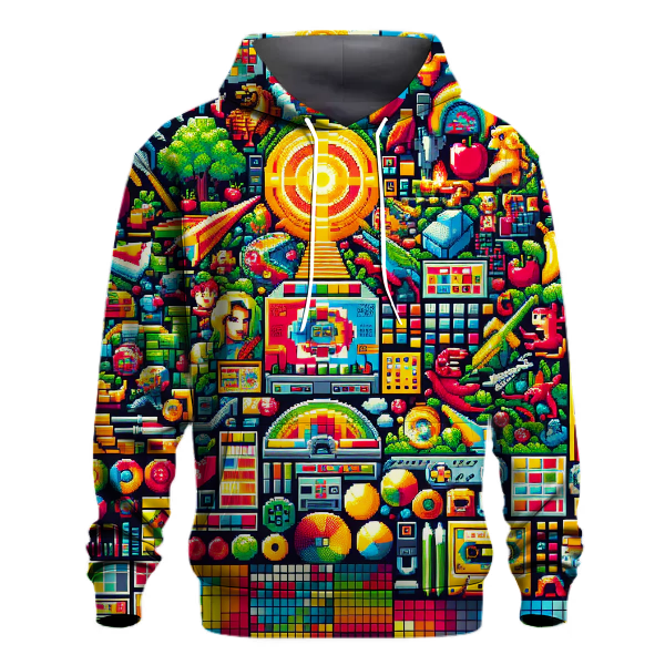 Vibrant 80s Video Game Icons Hoodie