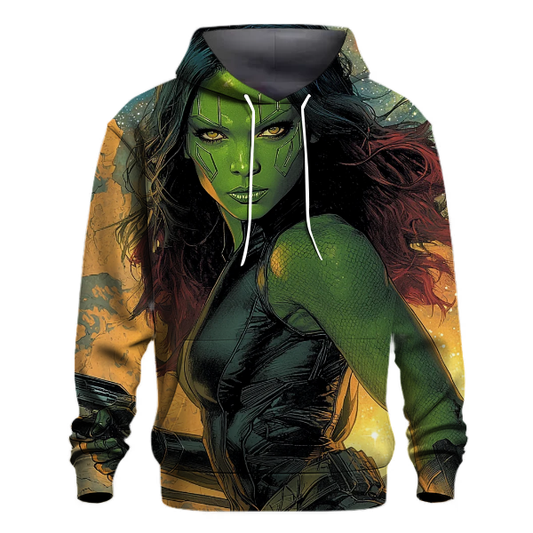 Zoe Saldana: The Unyielding Green Warrior of the Galaxy Hoodie